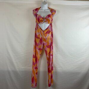 Lovers & Friends Cut-Out Jumpsuit S Pink Orange Mauve Print